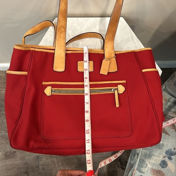🔥Coach Red and Tan Tote Bag with Leather Trim🔥 - Picture 8 of 9